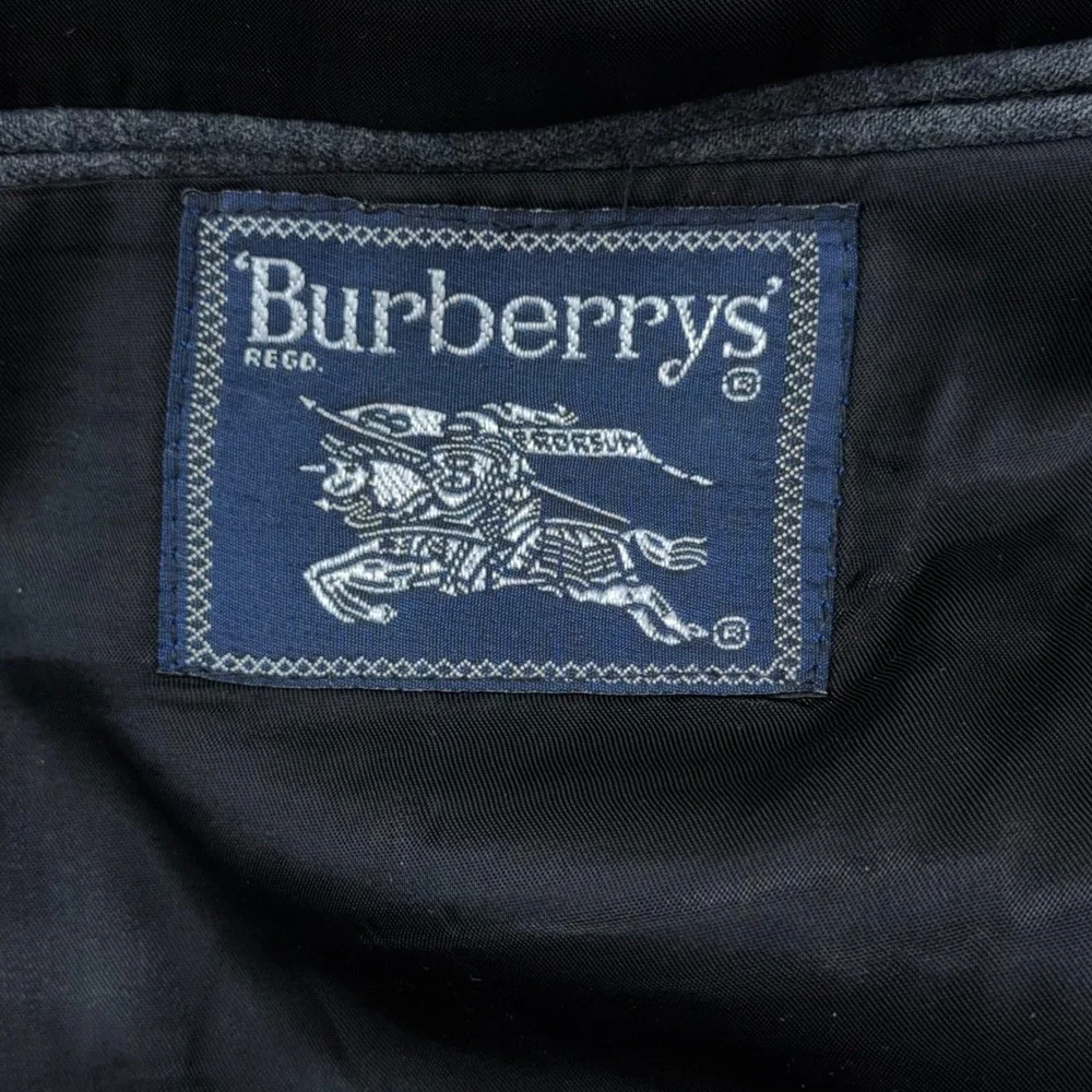 Burberrys Vintage Mens Pure Wool Blazer Sport Coat Charcoal Gray USA Made 44R